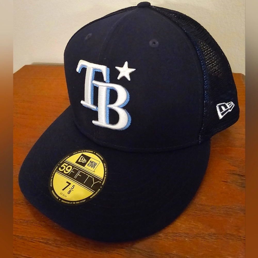 NWT New Era 59FIFTY 7 5/8 Navy Blue Tampa Bay Rays Hat Cap